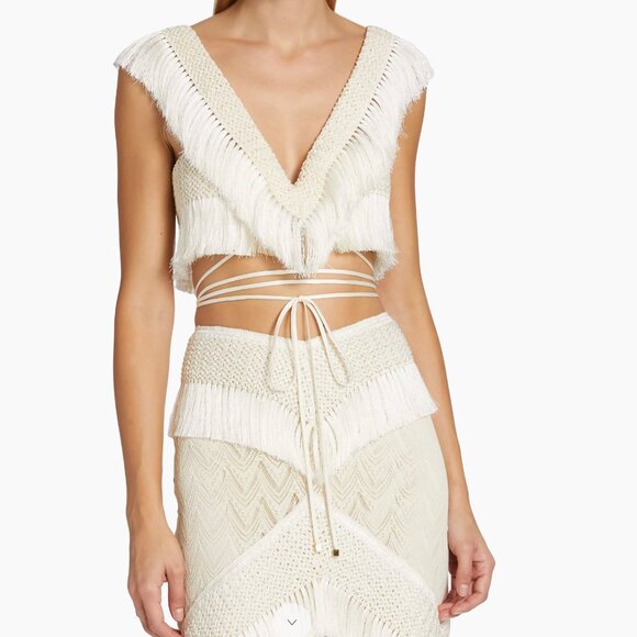 PatBO Bone Fringe Trim Cropped Top - Picture 1 of 9